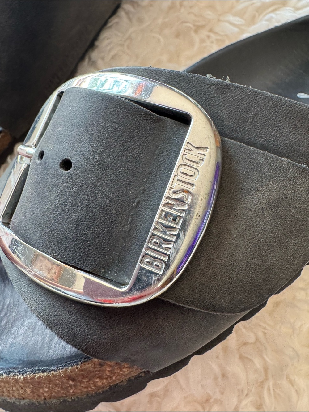 Birkenstock Madrid Big Buckle Slide Sandals in Black with Silver Buckle Size 37 - Picture 4 of 11